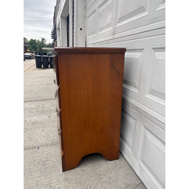 American Vintage Colonial Revival Maple Secretary Desk Chest With Drop-Front Writing Surface For Sale - Image 3 of 12