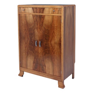 Art Deco Walnut Gentleman's Wardrobe with Drawer, 1935 For Sale