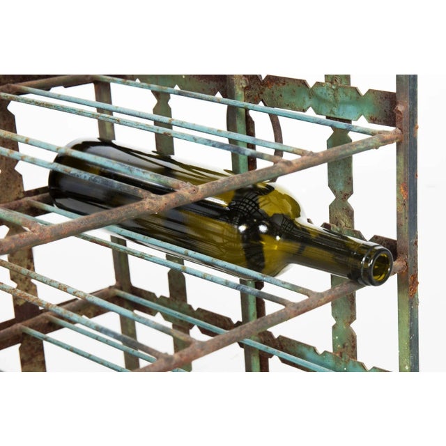 Green Antique French Wrought Iron Chest Wine Storage Rack for 28 Bottles For Sale - Image 8 of 12