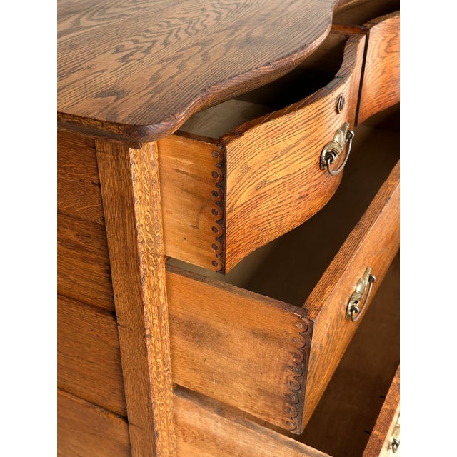 Late 19th Century Antique Serpentine Oak Chest of Drawers For Sale - Image 12 of 18