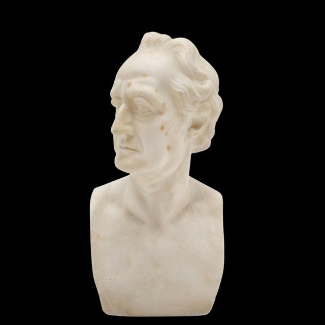 Baroque Alabaster Bust of Goethe in the style of Rauch For Sale - Image 3 of 15