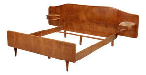 Vintage Double Bed in Maple Burl Veneer, 1950s