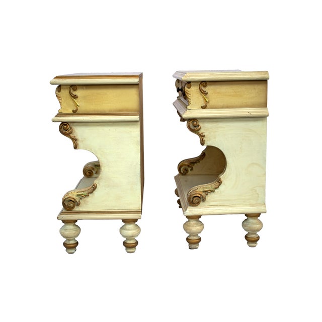Venetian Style Lacquered Bedside Tables, Set of 2 For Sale - Image 3 of 8