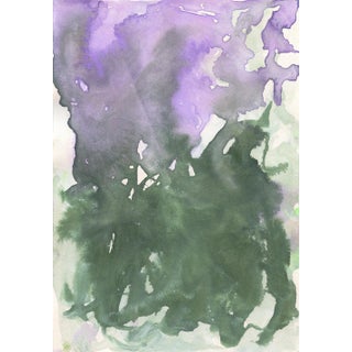 "Orchid" Abstract Print in Green and Lavender by Molly Frances For Sale