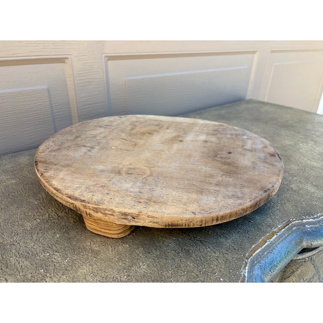 Late 19th Century 19th Century Hand-Carved Round Wooden Cutting Board For Sale - Image 5 of 12