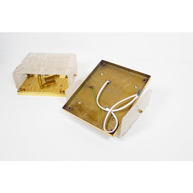 Vintage Italian Brass and Murano Glass Wall Lights, 1970s, Set of 2 For Sale - Image 6 of 9