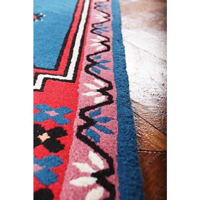 Tunisian Rug with Geometric Pattern For Sale - Image 4 of 7