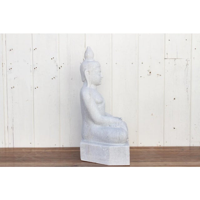 Stone Tall White Marble Burmese Buddha For Sale - Image 7 of 10