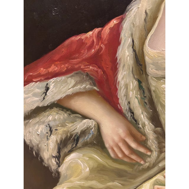 1970s Unframed 20 X 24 Romantic European Style Oil Portrait of Woman – Classical Salon Style For Sale - Image 9 of 13