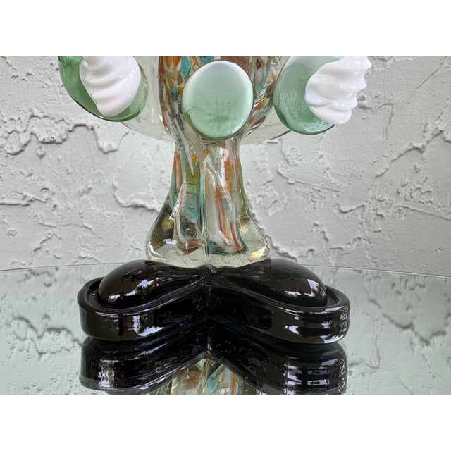 Late 20th Century Vintage Tuscany Italian Hand-Blown Art Glass Clown Figurine With Aventurine Inclusions For Sale - Image 5 of 12