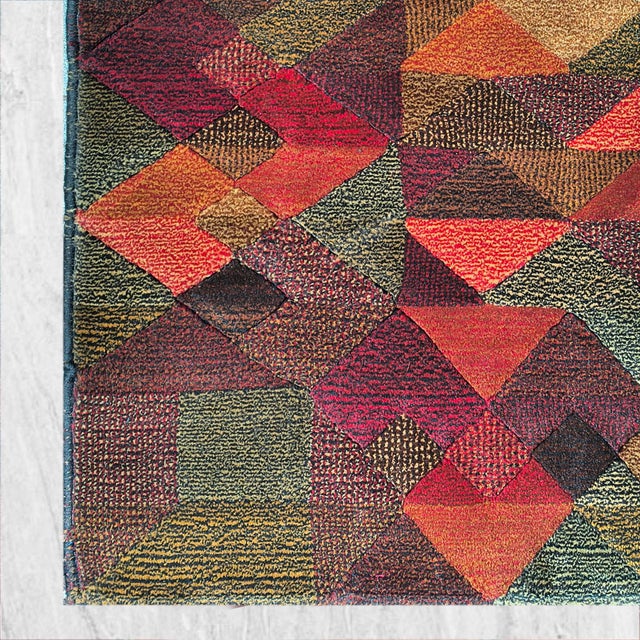 Red Italian Geometric Woolen Rug by Missoni for T&J Vestor, 1980s For Sale - Image 8 of 13