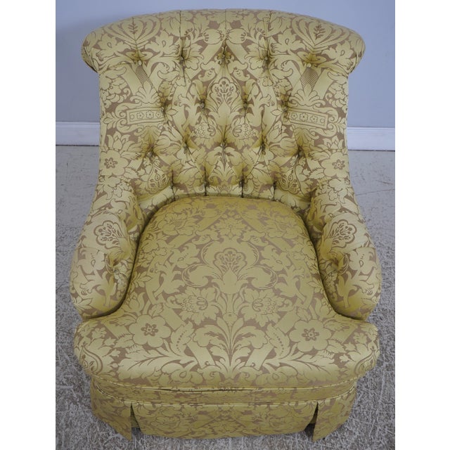 Age: Approx: 15 Years Old Details: Swivel Base High Quality Damask Upholstery Tufted Back Condition: Excellent Clean...