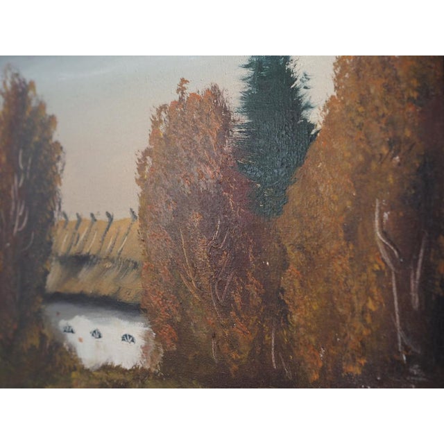 Scandinavian Artist, The Farmhouse on the Side, 1970s, Oil on Canvas, Framed For Sale - Image 11 of 17