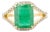 Statement Emerald Split Ring Size 8 in 14k Gold With Diamonds For Sale