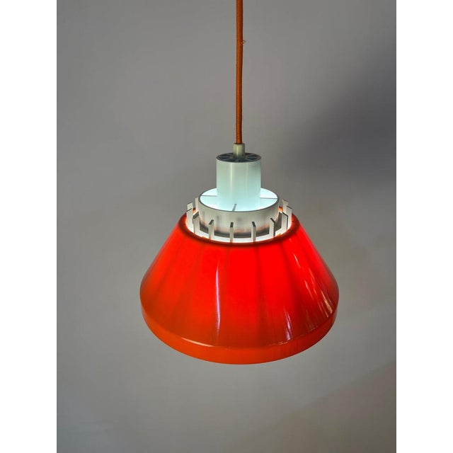 Model 854 Pendant Lamp in Orange Plastic from Lyskær Belysning For Sale - Image 9 of 11