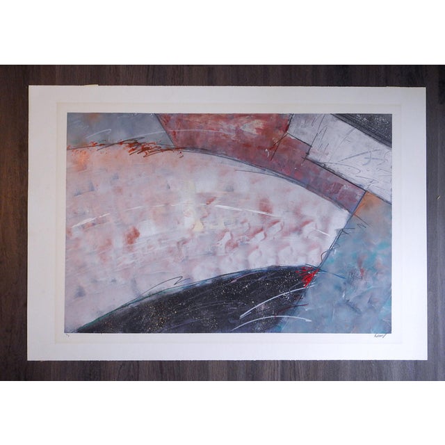 Mid 20th Century Abstract Pink & Black Monoprint For Sale - Image 4 of 4