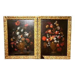Still Life, 1600s, Oil on Canvas, Framed, Set of 2 For Sale
