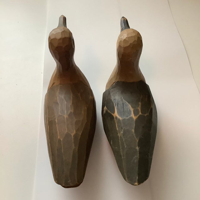 Vintage Late 20th Century Rustic Wood Carved Light & Dark Seagulls Figurines - a Pair For Sale In Austin - Image 6 of 13