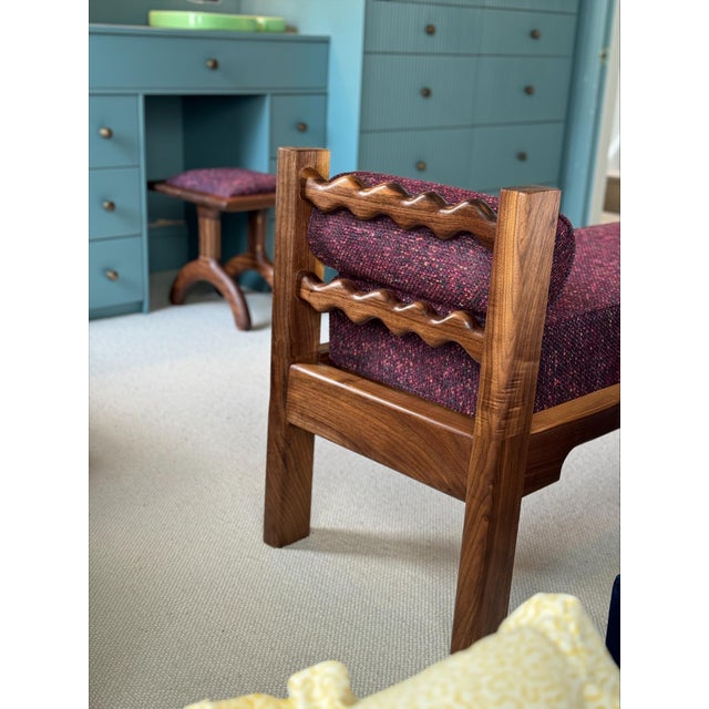 Sunday Day Bench in Walnut and Bouclé by Fosfeen For Sale - Image 4 of 5