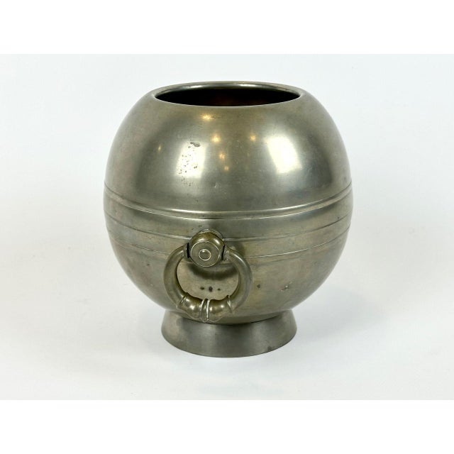 Swedish Art Deco Pewter Globe Vase with Handles from GAB, 1935 For Sale - Image 11 of 18