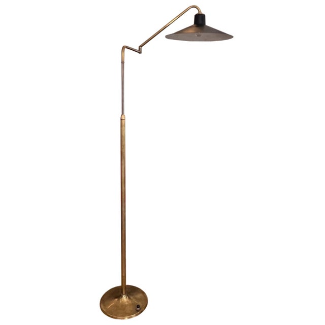 1960s Mid-Century Modern Italian Adjustable Floor Lamp with Original Black Metal Shade, 1960s For Sale - Image 5 of 5