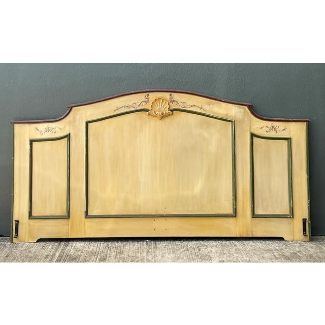 Vintage Hand-Painted Wood Queen Headboard For Sale In West Palm - Image 6 of 12