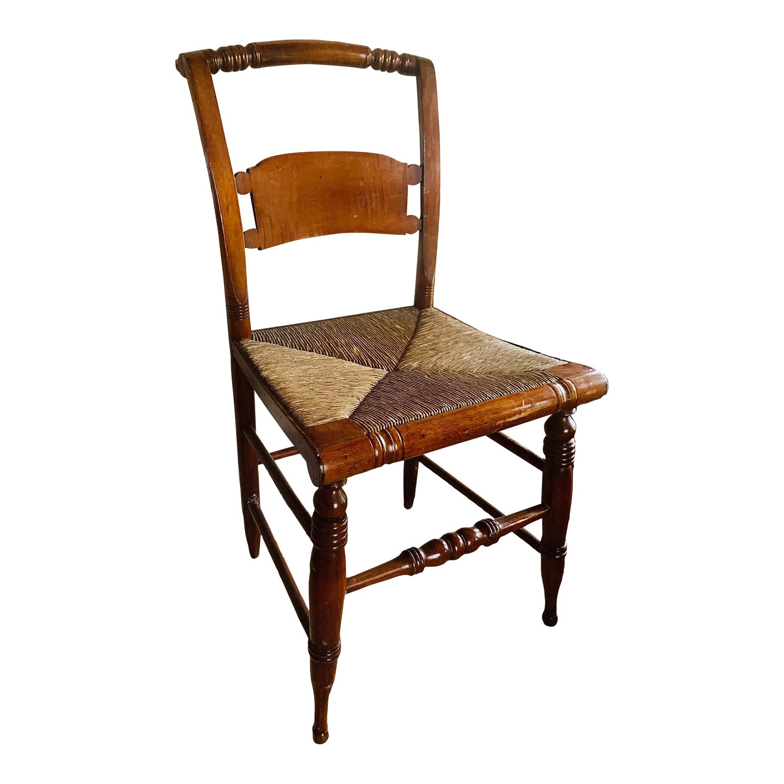 Late Federal Period Antique American 'Hitchcock Style' Turtle Back