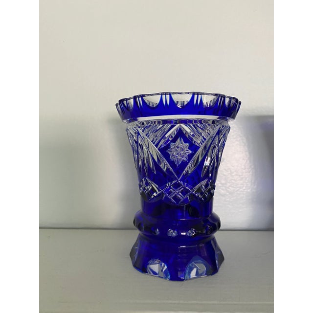 Vintage Crystal Cut Vases- Set of 2 For Sale - Image 9 of 11