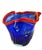 Charming Hand-Blown Small Ruffled Blue Handkerchief Vase With Red Rim in the Style of Dave Chihuly For Sale In Chicago - Image 6 of 14