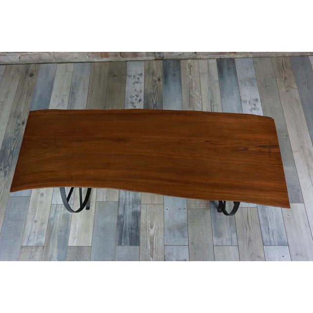 Wood Vintage Rectangular Wooden and Metal Coffee Table, 1950s For Sale - Image 7 of 9