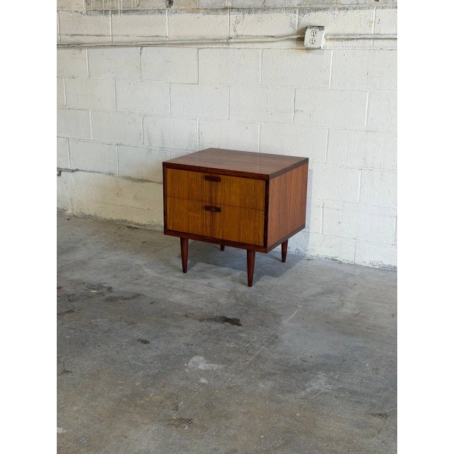 Rosewood Nightstand Side Table With Two Drawers Made in Denmark Mid-Century Modern 1960s For Sale In Los Angeles - Image 6 of 9