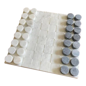 Minimalist Modernist Carved Marble Checker Board Set