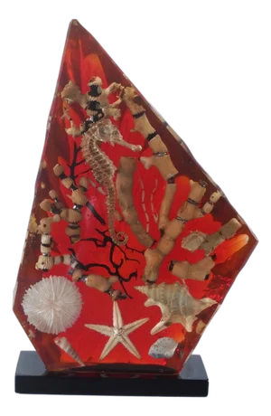 Mid-Century Resin Paperweight with Marine Inclusions, France, 1960s