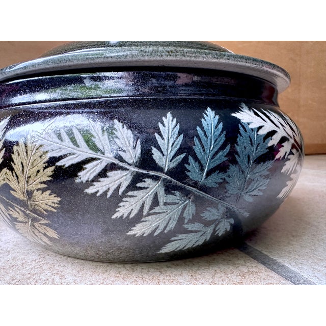 Art Nouveau Style Studio Ceramic Art Bowl with Lid, 1980s For Sale - Image 4 of 18