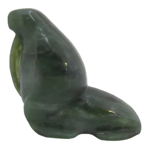 Canadian Inuit Carved Green Soapstone Walrus Figurine Sculpture Carving