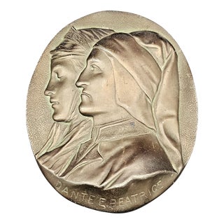 Art Nouveau Bronze Relief of Dante and Beatrice, 1890s For Sale