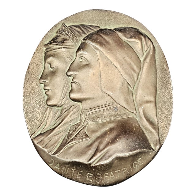 Art Nouveau Bronze Relief of Dante and Beatrice, 1890s For Sale