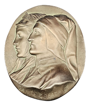 Art Nouveau Bronze Relief of Dante and Beatrice, 1890s