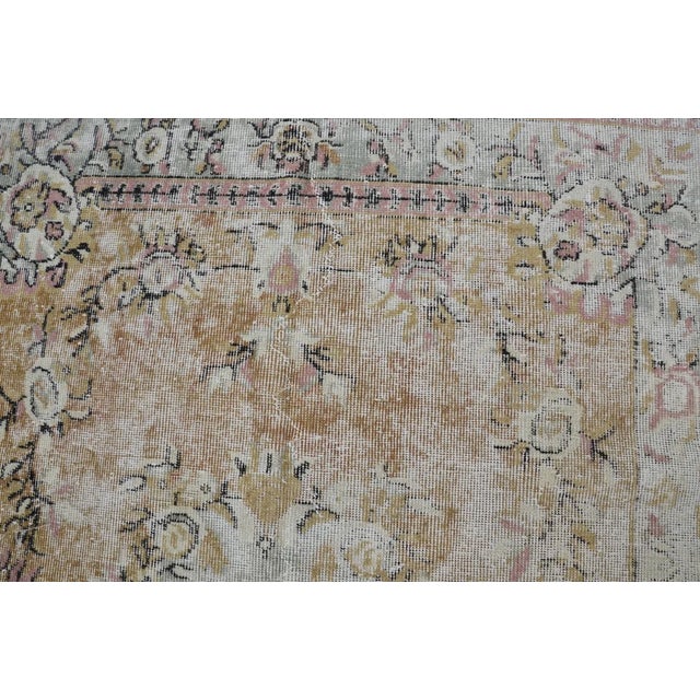 Tan 1950s Oushak Floral Handknotted Rug For Sale - Image 8 of 10