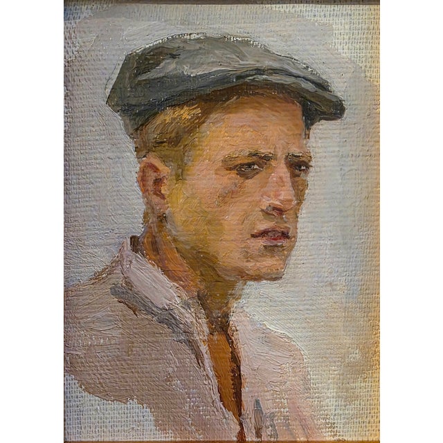 Charming portrait of ‘Henry’, oil on board in a decorative antique gold finish frame