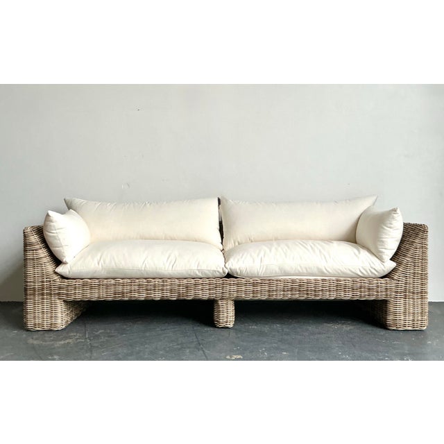 This monumental outdoor sofa from Holt represents the pinnacle of Postmodern coastal luxury. Expertly crafted with high-...