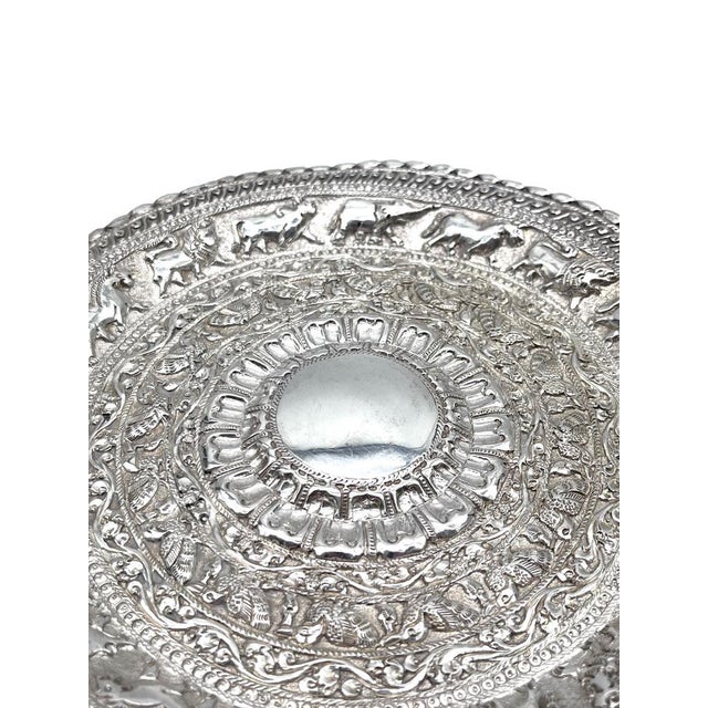1920s Sterling Silver Moonstone Tray with Elephants, Kandy, Sri Lanka, 1920s For Sale - Image 5 of 12