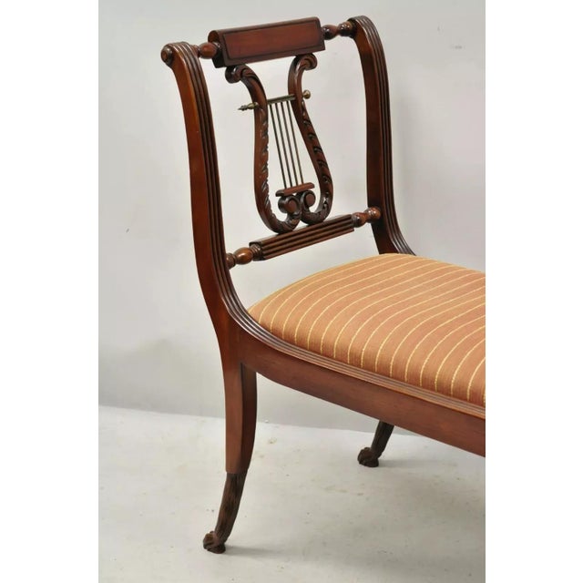 Late 20th Century Duncan Phyfe Regency Empire Style Hairy Paw Feet Brass Lyre Bench For Sale - Image 12 of 12
