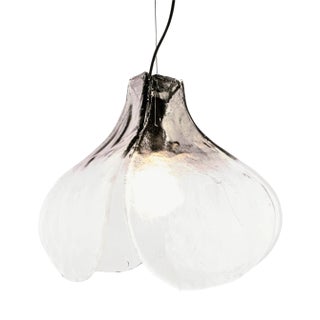 Tulip Pendant Lamp in Amber & Clear Murano Glass by Carlo Nason for AV Mazzega, Italy, 1960s For Sale