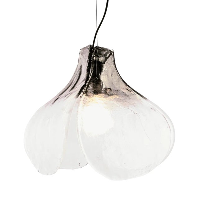 Tulip Pendant Lamp in Amber & Clear Murano Glass by Carlo Nason for AV Mazzega, Italy, 1960s For Sale