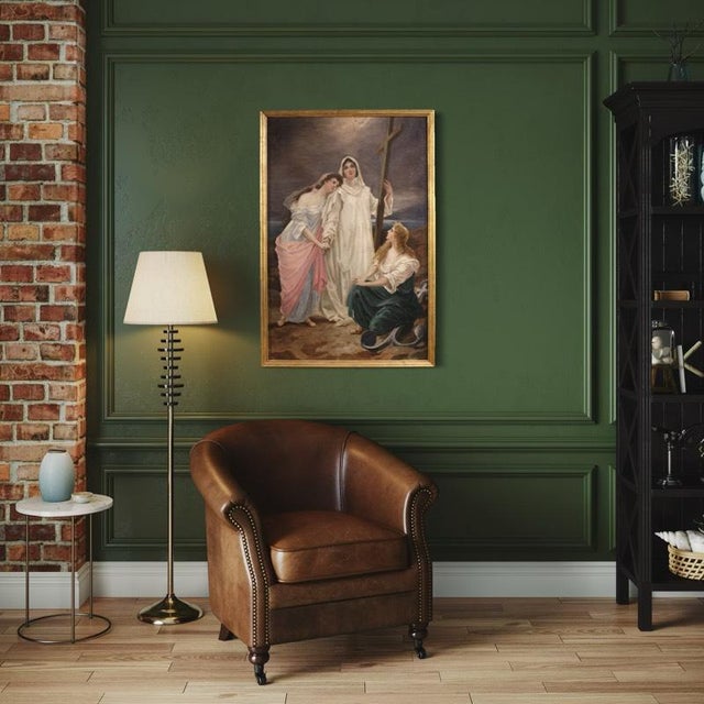 Neoclassical Artist, Allegory of Faith, Hope and Charity, 1880, Oil on Canvas, Framed For Sale - Image 13 of 16