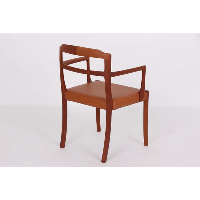 1950s Armchair in Mahogany and Leather by Ole Wanscher for A. J. Iversen, Denmark, 1930s For Sale - Image 5 of 11