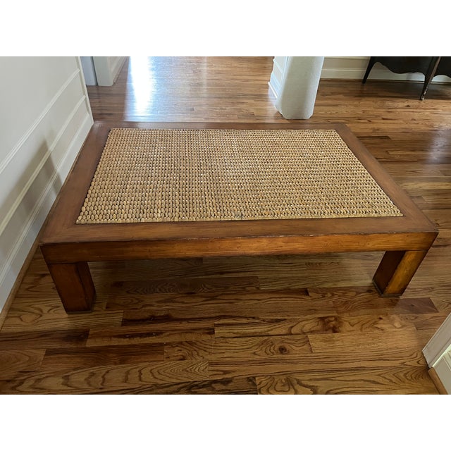 2000 - 2009 Attributed Ralph Lauren Wood Seagrass Coffee Table For Sale - Image 5 of 13