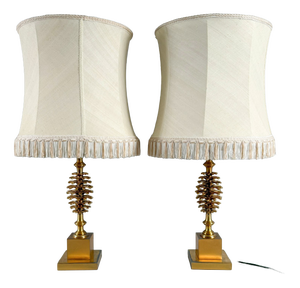 Hollywood Regency Pine Cone Table Lamps from Maison Charles, France, 1970s, Set of 2