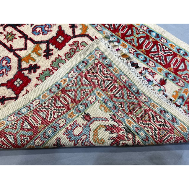 Cream and Red Kazak Wool Runner Rug, Tribal Hallway Rug, 2'8" X 8'9" For Sale - Image 16 of 16